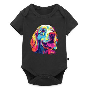 Watercolor Colorful Clumber Spaniel - Baby Premium short-sleeve bodysuit - black - Front
