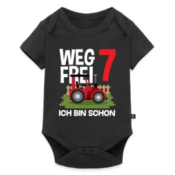 7e anniversaire tracteur 7 ans chemise d’anniversaire - Body à manches courtes Premium Bébé - noir - Devant