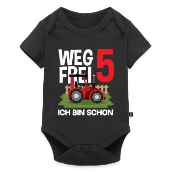 5e anniversaire tracteur 5 ans chemise d’anniversaire - Body à manches courtes Premium Bébé - noir - Devant