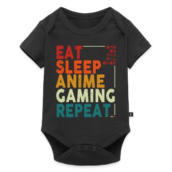 Eat Sleep Anime Gaming Repeat Otaku Gamer Japanese - Baby Premium short-sleeve bodysuit - black - Front