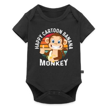 Happy Cartoon Banana Monkey - Baby Premium short-sleeve bodysuit - black - Front