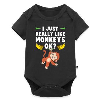 I really like monkeys, ok? - Baby Premium short-sleeve bodysuit - black - Front