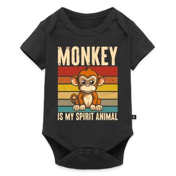 Monkey Is My Ghost Animal Retro - Baby Premium short-sleeve bodysuit - black - Front