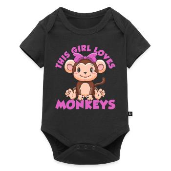 This girl loves monkeys - Baby Premium short-sleeve bodysuit - black - Front