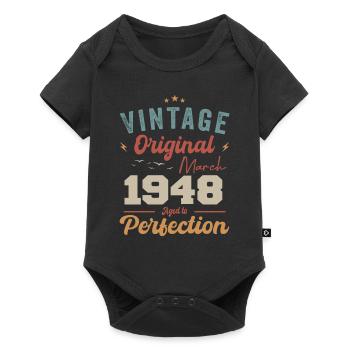 Mars 1948 Vintage Born Vintage Anniversaire - Body à manches courtes Premium Bébé - noir - Devant