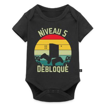 Level 5 freigeschaltet - Baby Premium Kurzarmbody - Schwarz - Vorne