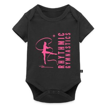 Rhythmic Gymnastics Gymnastik Gymnastin mit Band - Baby Premium Kurzarmbody - Schwarz - Vorne