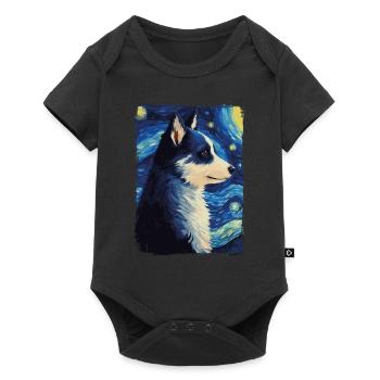 Husky Starry Night - Baby Premium Kurzarmbody - Schwarz - Vorne
