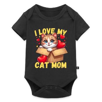Chat chats chaton chat maman fête des mères amour - Body à manches courtes Premium Bébé - noir - Devant