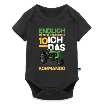 10e anniversaire tracteur 10 ans anniversaire chemise - Body à manches courtes Premium Bébé - noir - Devant