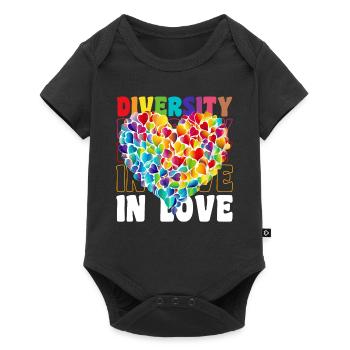 Diversity In Love Rainbow Heart LGBT Valentines - Baby Premium Kurzarmbody - Schwarz - Vorne