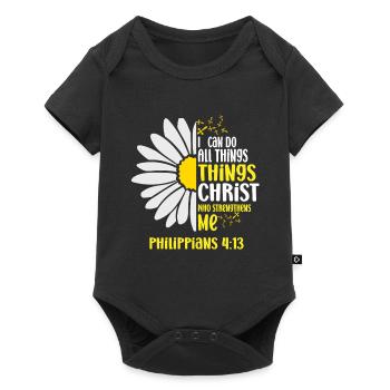 I Can Do All Things Through Christ Daisy Flower - Baby Premium short-sleeve bodysuit - black - Front
