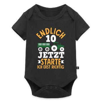 10e anniversaire tracteur 10 ans anniversaire chemise - Body à manches courtes Premium Bébé - noir - Devant