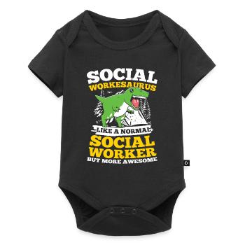 Social Workesaurus Like A Normal Worker - Baby Premium Kurzarmbody - Schwarz - Vorne