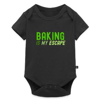 Backen ist meine Flucht - Baby Premium Kurzarmbody - Schwarz - Vorne