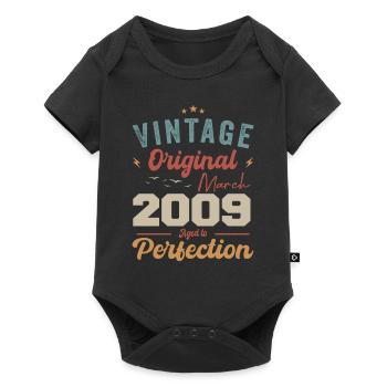 März 2009 Jahrgang geboren Vintage Geburtstag - Baby Premium Kurzarmbody - Schwarz - Vorne