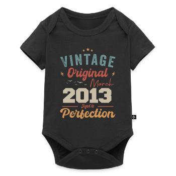 März 2013 Jahrgang geboren Vintage Geburtstag - Baby Premium Kurzarmbody - Schwarz - Vorne