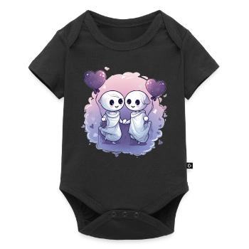Kawaii Couple Ghost Horror Valentines Pastel Goth - Baby Premium Kurzarmbody - Schwarz - Vorne