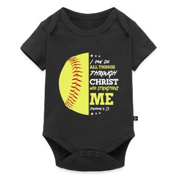 Je peux tout faire grâce à la balle molle du Christ - Body à manches courtes Premium Bébé - noir - Devant