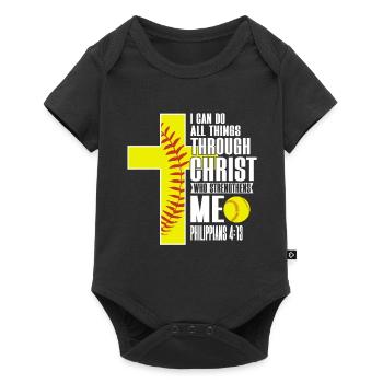 Je peux tout faire grâce à la balle molle du Christ - Body à manches courtes Premium Bébé - noir - Devant