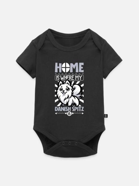 Zuhause - Dänischer Spitz - Baby Premium Kurzarmbody - Schwarz