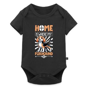 Zuhause - English Foxhound - Baby Premium Kurzarmbody - Schwarz - Vorne