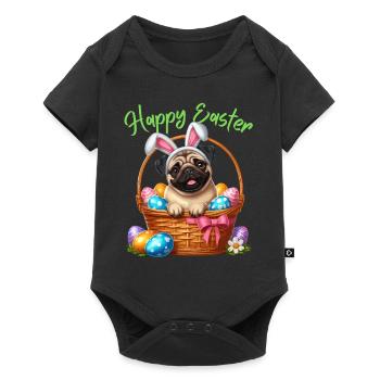 Pug Dog Easter Easter Bunny Happy Easter Cute - Baby Premium short-sleeve bodysuit - black - Front