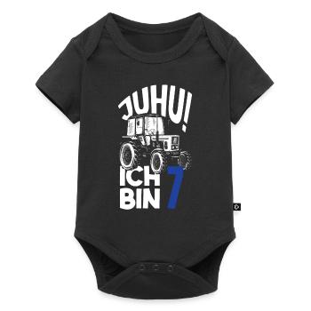 7. Geburtstag Traktor 7 Jahre Geburtstagsshirt - Baby Premium Kurzarmbody - Schwarz - Vorne