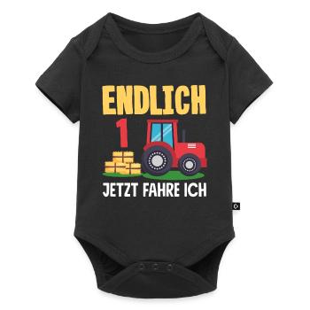 1er anniversaire tracteur 1 an chemise d’anniversaire - Body à manches courtes Premium Bébé - noir - Devant
