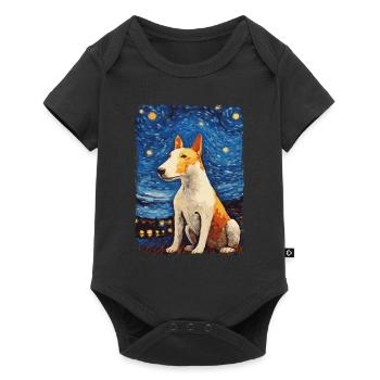 Bullterrier Starry Night - Baby Premium Kurzarmbody - Schwarz - Vorne