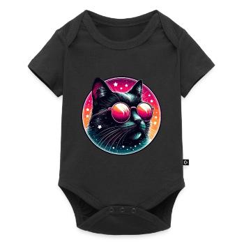 Cat Sunglasses 80s Neon Cool Cat Fan Funny - Baby Premium short-sleeve bodysuit - black - Front