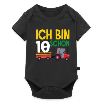 10e anniversaire tracteur 10 ans anniversaire chemise - Body à manches courtes Premium Bébé - noir - Devant