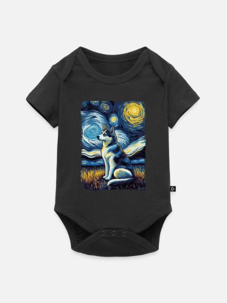 Husky Starry Night - Baby Premium Kurzarmbody - Schwarz