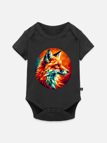 Fuchs in Polygonendarstellung - Baby Premium Kurzarmbody - Schwarz