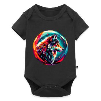 Loup dans la représentation polygonale - Body à manches courtes Premium Bébé - noir - Devant