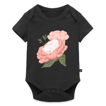 Lapin, Printemps, Floral, Lapin de Pâques, Pâques - Body à manches courtes Premium Bébé - noir - Devant