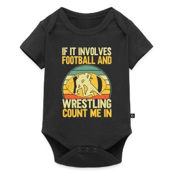 Drôle De Football Et De Lutte Lutteur - Body à manches courtes Premium Bébé - noir - Devant