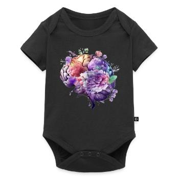 Human Brain Floral Anatomy Alzheimer Memory Loss S - Baby Premium Kurzarmbody - Schwarz - Vorne