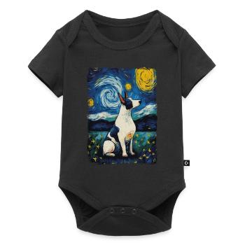 Bullterrier Starry Night - Baby Premium Kurzarmbody - Schwarz - Vorne