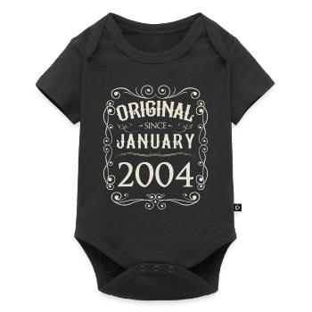 Vintage - Original since Januar 2004 Geburtstag - Baby Premium Kurzarmbody - Schwarz - Vorne