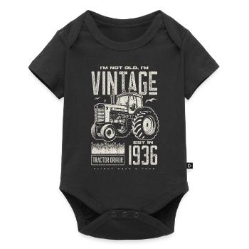 Tracteur Vintage Farmer Anniversaire Né En 1936 - Body à manches courtes Premium Bébé - noir - Devant