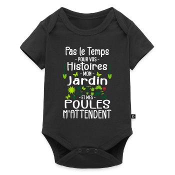 Jardin Poule Humour - Humour Jardinier - Body à manches courtes Premium Bébé - noir - Devant