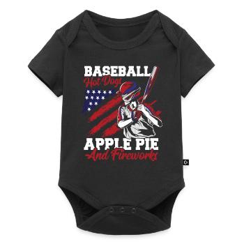 Baseball American Flag Patriotic Catcher 4th of - Baby Premium short-sleeve bodysuit - black - Front