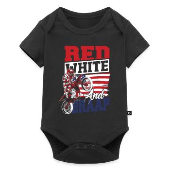Dirt Bike amerikanische Flagge Motocross Biker 4. - Baby Premium Kurzarmbody - Schwarz - Vorne