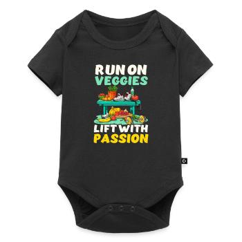 Vegan Athlete Run On Veggies Lift With Passion - Baby Premium short-sleeve bodysuit - black - Front