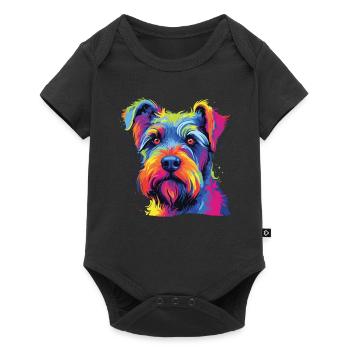 Aquarelle colorée Standard Schnauzer - Body à manches courtes Premium Bébé - noir - Devant