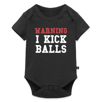 Warning I Kick Balls Funny Soccer Soccer - Baby Premium short-sleeve bodysuit - black - Front