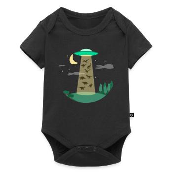 Flying Saucer Dinosaur - Baby Premium short-sleeve bodysuit - black - Front