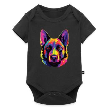 Watercolor Colorful Norwegian Elkhound - Baby Premium short-sleeve bodysuit - black - Front