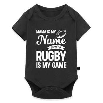 Mama is my name playing rugby is my game - Rugby M - Baby Premium Kurzarmbody - Schwarz - Vorne
